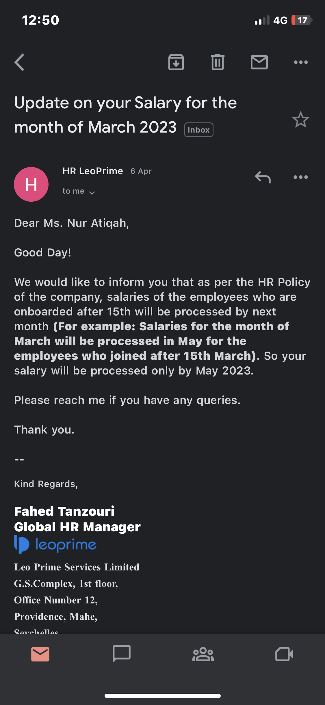 STAFF SALARY NOT PAID