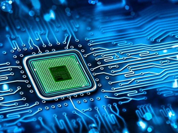 An image of a semiconductor microchip