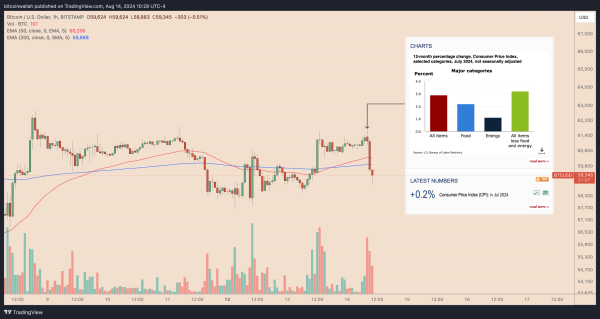 BTC/USD hourly price chart