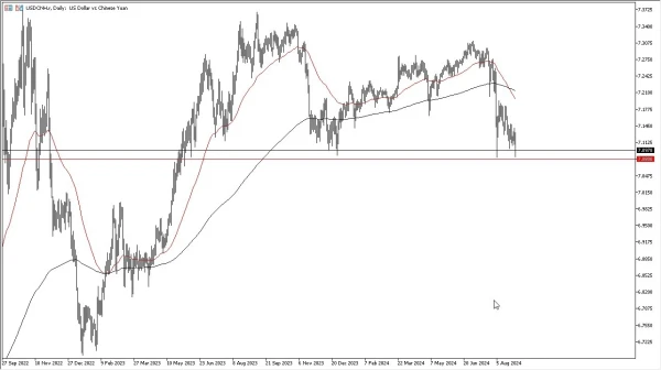 USD/CNH Forecast Today 30/8: Testing Support (graph)