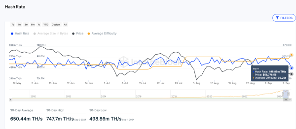 Bitcoin Hash Rate (Mining Dificulty) Hits All-Time High, Sept 2024 | IntoTheBlock