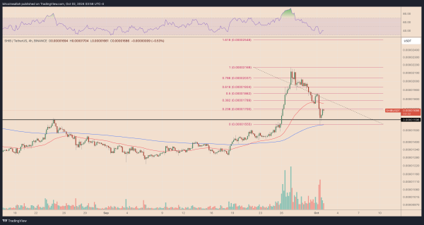 SHIBUSDT four-hour price chart